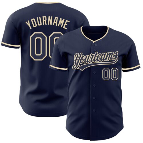 Navy1168 Custom Navy Cream Authentic Baseball Jersey