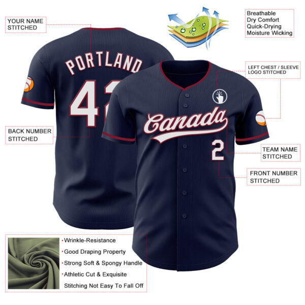 Custom Navy White-Crimson Authentic Baseball Jersey