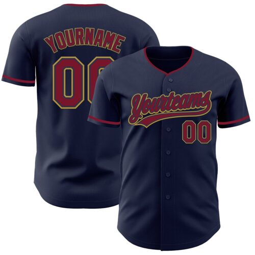 Navy1170 Custom Navy Crimson-Old Gold Authentic Baseball Jersey