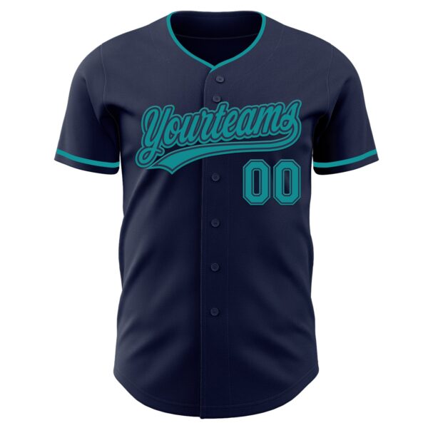 Custom Navy Teal Authentic Baseball Jersey