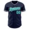 Custom Navy Aqua-White Authentic Baseball Jersey