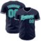 Custom Navy Aqua-White Authentic Baseball Jersey