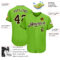 Custom Neon Green Brown-White Authentic Baseball Jersey