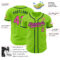 Custom Neon Green Pink-Navy Authentic Baseball Jersey