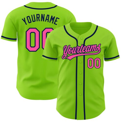 NeonGreen0123_c063b2f1-cdee-487e-89a8-060a328e3c19 Custom Neon Green Pink-Navy Authentic Baseball Jersey