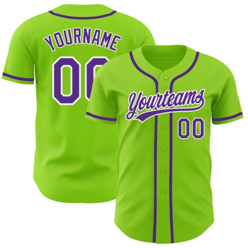 NeonGreen0126_a400508c-4e2c-4ee1-98b8-6ce18db15029 Custom Neon Green Purple-White Authentic Baseball Jersey