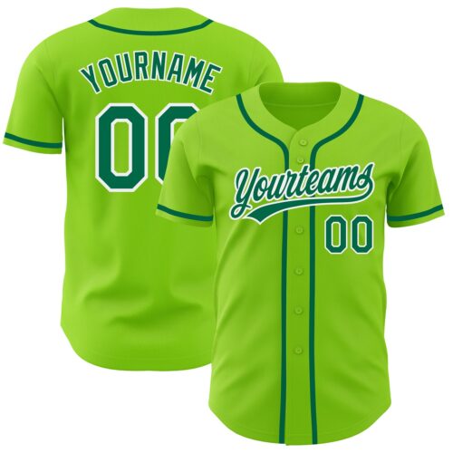 NeonGreen0127_bb42faca-46d0-4030-8824-d3495cfaab0e Custom Neon Green Kelly Green-White Authentic Baseball Jersey