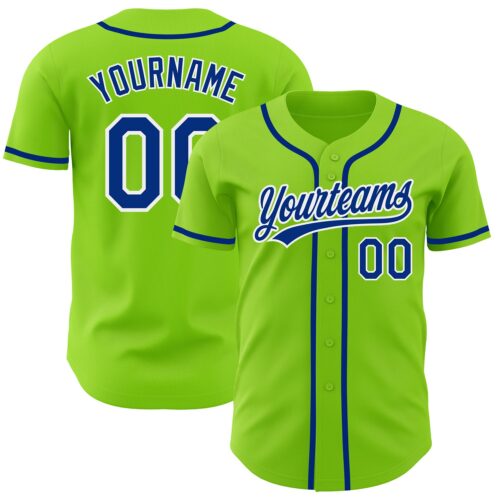 NeonGreen0128_65b53305-b304-486c-9090-82590f64ed28 Custom Neon Green Royal-White Authentic Baseball Jersey