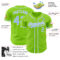 Custom Neon Green Light Blue-White Authentic Baseball Jersey