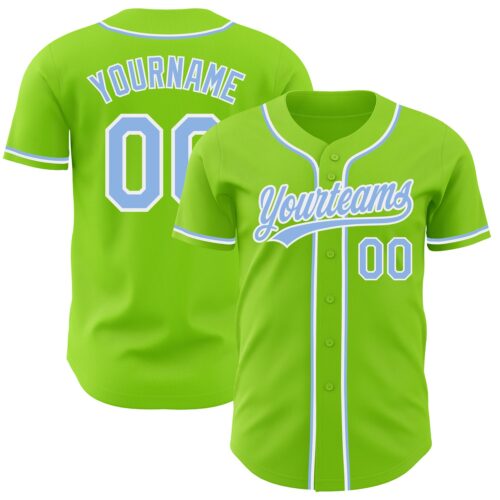 NeonGreen0129_4d57dd73-0995-4273-a844-4a95d2e05ae5 Custom Neon Green Light Blue-White Authentic Baseball Jersey