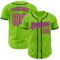 Custom Neon Green Navy Pinstripe Pink Authentic Baseball Jersey