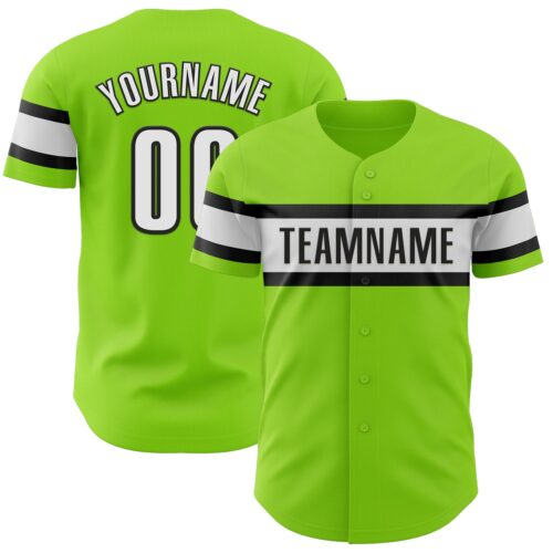 NeonGreen0235 Custom Neon Green White-Black Authentic Baseball Jersey