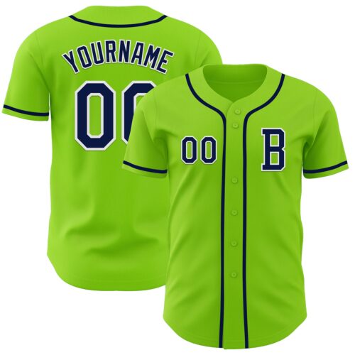 NeonGreen0284_39a24875-074a-4bce-964f-fba6e01fb230 Custom Neon Green Navy-White Authentic Baseball Jersey