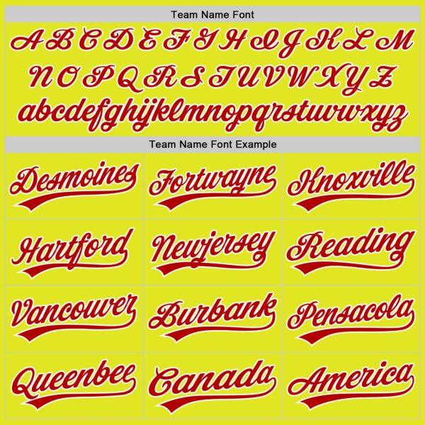 Custom Neon Yellow Red-White Authentic Baseball Jersey