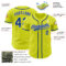 Custom Neon Yellow Royal-White Authentic Baseball Jersey