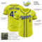 Custom Neon Yellow Navy-White Authentic Baseball Jersey