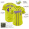 Custom Neon Yellow Purple-White Authentic Baseball Jersey
