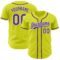 Custom Neon Yellow Purple-White Authentic Baseball Jersey