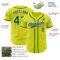 Custom Neon Yellow Green-White Authentic Baseball Jersey