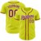 Custom Neon Yellow Crimson-White Authentic Baseball Jersey