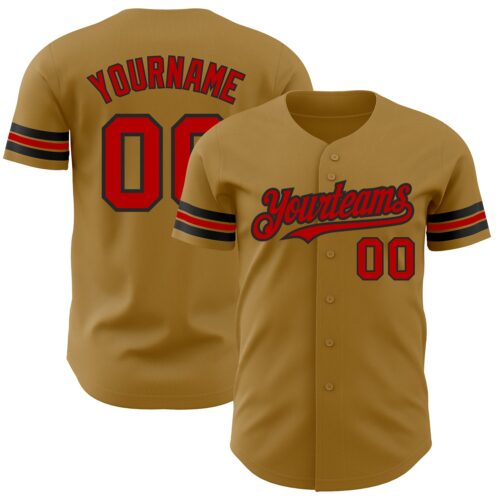 OldGold0096 Custom Old Gold Red-Black Authentic Baseball Jersey