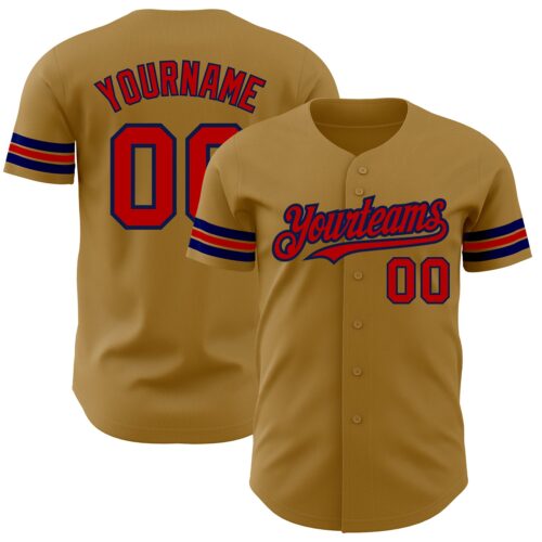 OldGold0097 Custom Old Gold Red-Navy Authentic Baseball Jersey