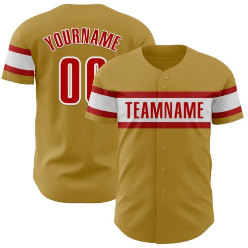 OldGold0101 Custom Old Gold Red-White Authentic Baseball Jersey