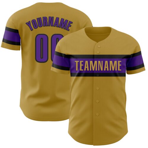 OldGold0102 Custom Old Gold Purple-Black Authentic Baseball Jersey