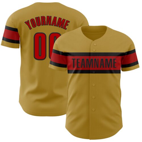 OldGold0104 Custom Old Gold Red-Black Authentic Baseball Jersey