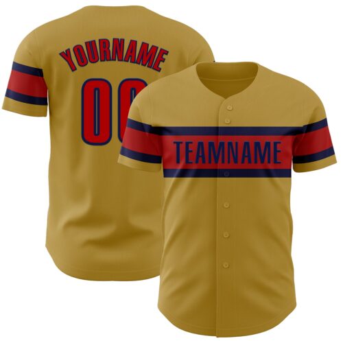 OldGold0105 Custom Old Gold Red-Navy Authentic Baseball Jersey