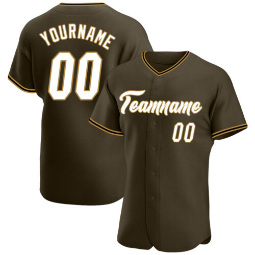 Olive0095 Custom Olive White-Old Gold Authentic Salute To Service Baseball Jersey