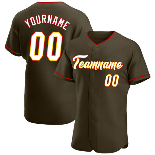 Olive0096 Custom Olive White-Gold Authentic Salute To Service Baseball Jersey