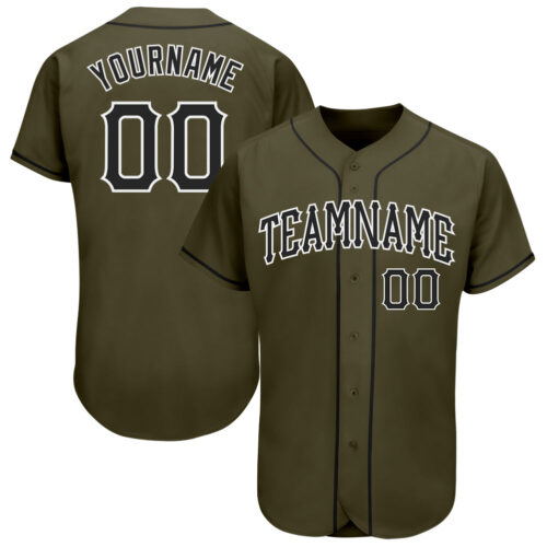 Olive0097 Custom Olive Black-White Authentic Salute To Service Baseball Jersey