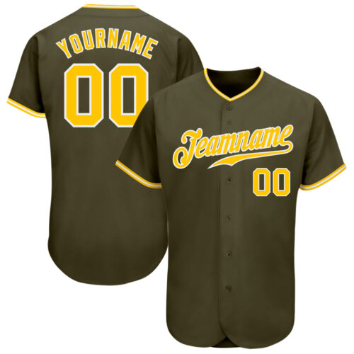 Olive0111 Custom Olive Gold-White Authentic Salute To Service Baseball Jersey