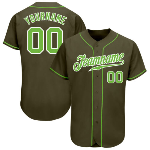 Olive0114 Custom Olive Neon Green-White Authentic Salute To Service Baseball Jersey