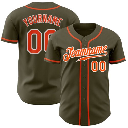Olive0130_0dcfe1d4-fb1d-4348-b1d0-a7512718d5fb Custom Olive Orange-White Authentic Salute To Service Baseball Jersey