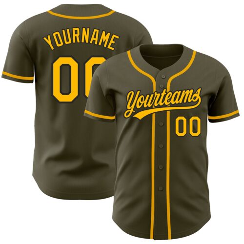 Olive0160 Custom Olive Gold-Black Authentic Salute To Service Baseball Jersey