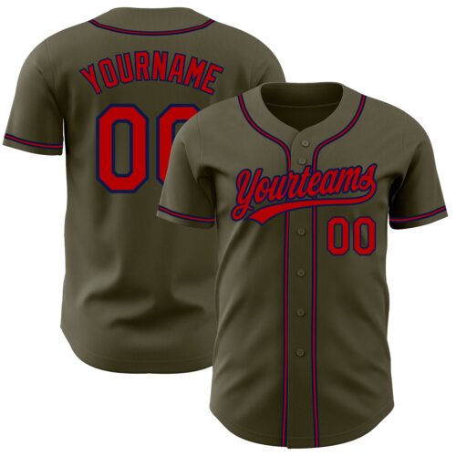 Olive0173 Custom Olive Red-Navy Authentic Salute To Service Baseball Jersey