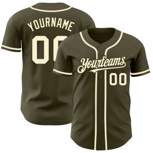 Olive0189 Custom Olive Cream Authentic Salute To Service Baseball Jersey
