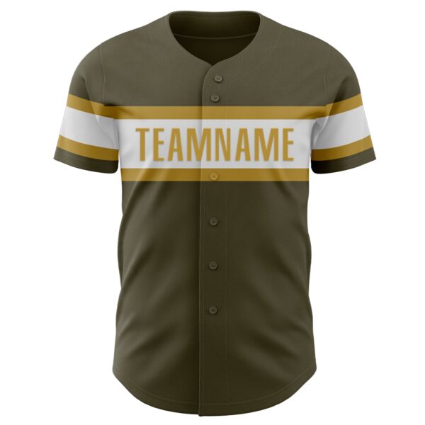 Custom Olive White-Old Gold Authentic Salute To Service Baseball Jersey