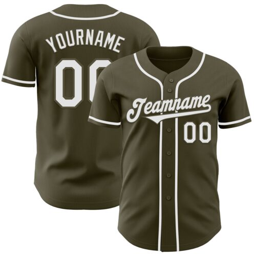 Olive0346 Custom Olive White Authentic Salute To Service Baseball Jersey