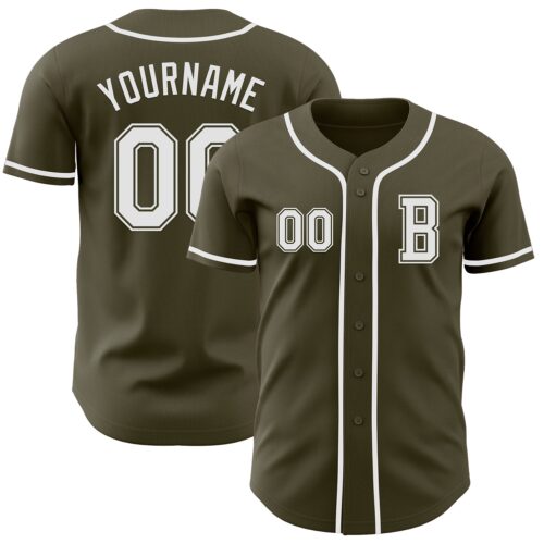 Olive0357_d1f8d40d-d1e0-410a-85dc-978920e6c7f6 Custom Olive White Authentic Salute To Service Baseball Jersey