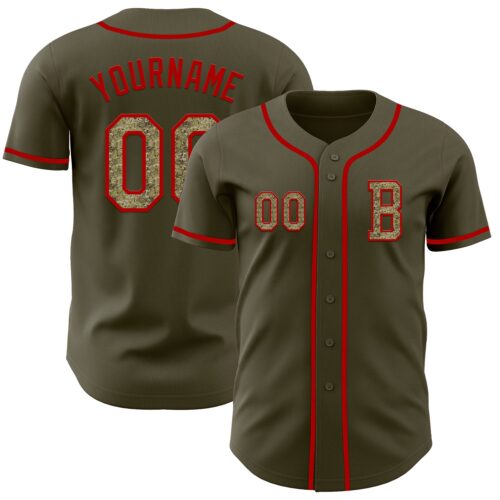 Olive0358_c555fffb-84db-4bd7-b4eb-cc6a9d4a6ebd Custom Olive Camo-Red Authentic Salute To Service Baseball Jersey