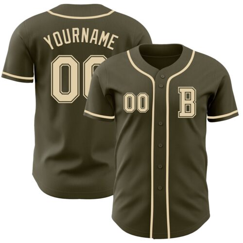 Olive0366_99e713dd-5119-4504-be10-87d5e62ae095 Custom Olive Cream Authentic Salute To Service Baseball Jersey