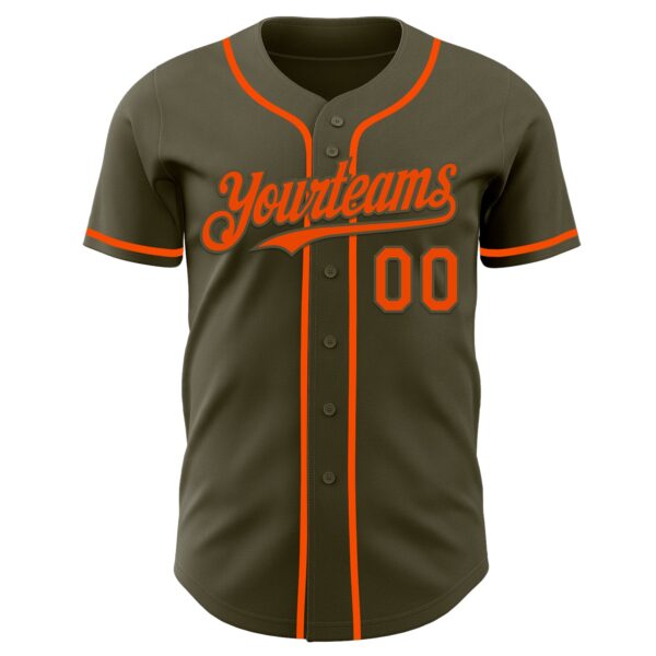 Custom Olive Orange Authentic Salute To Service Baseball Jersey