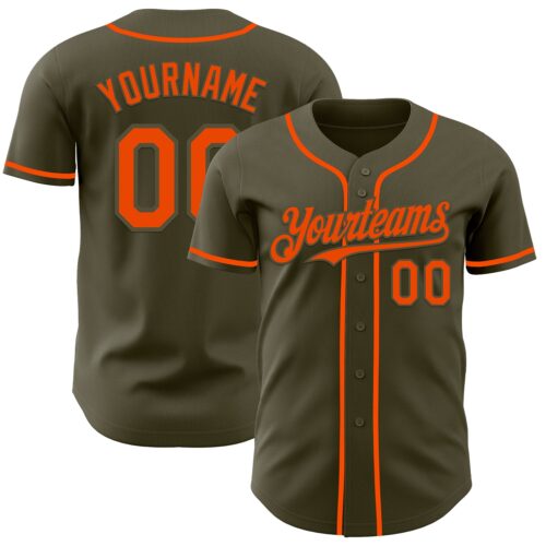 Olive0377 Custom Olive Orange Authentic Salute To Service Baseball Jersey