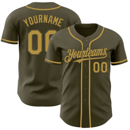 Olive0379 Custom Olive Old Gold Authentic Salute To Service Baseball Jersey