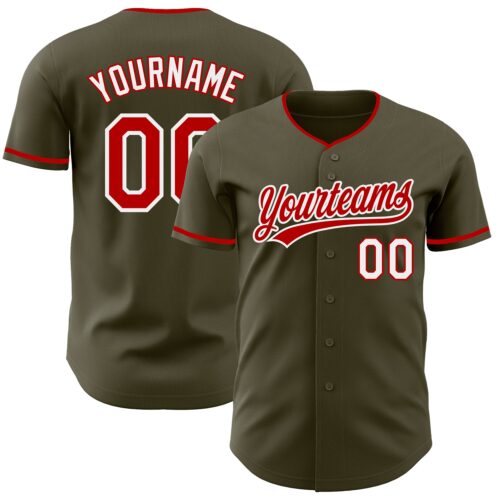 Olive0409 Custom Olive Red-White Authentic Baseball Jersey