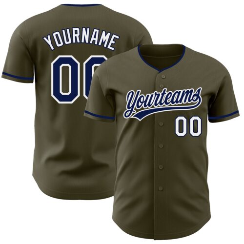 Olive0412 Custom Olive Navy-White Authentic Baseball Jersey