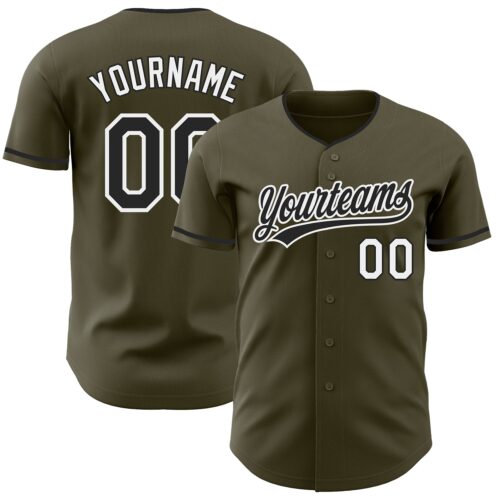 Olive0413 Custom Olive Black-White Authentic Baseball Jersey